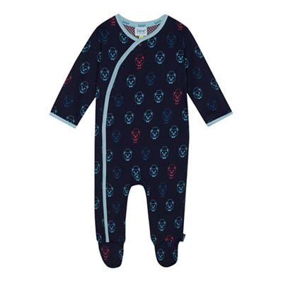 Baby boys' navy bear print sleepsuit